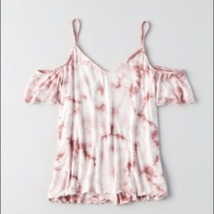 American Eagle Tie Dye Pink & White Soft Top